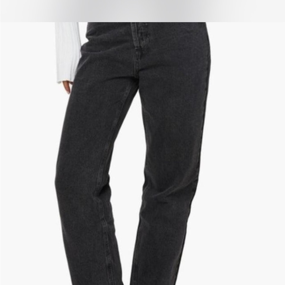 Princess Polly Black Straight Leg Asymmetric Crossover Jeans